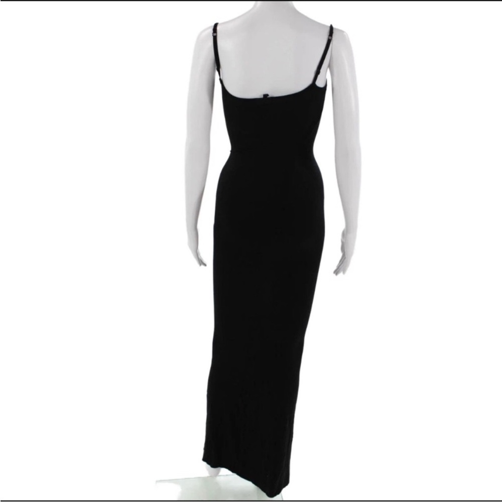 Skims ribbed stretchy XXS onyx black square neck maxi dress ASO Kim Kardashian - Picture 8 of 10